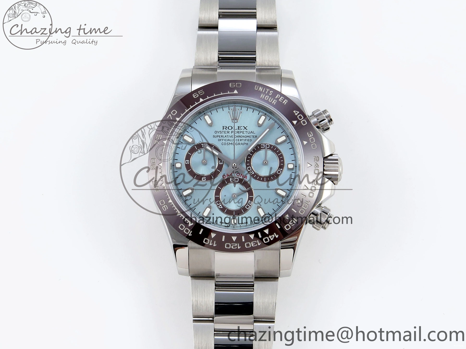 MiroTime 0307 TimelessDesign DAYTONA 116506 SS OMF BEST EDITION ICE BLUE DIAL ON SS BRACELET A7750 (SLIM MOVEMENT) 1811